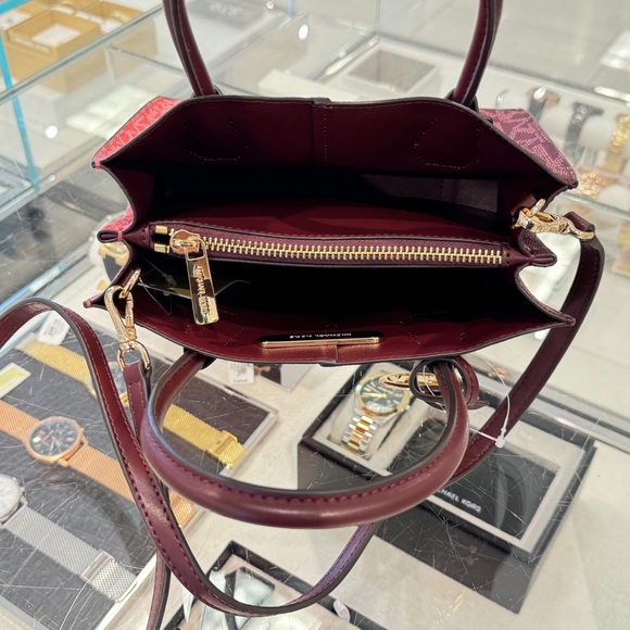 Michael Kors Mercer Satchel Shoulder Crossbody Bag MK Oxblood Multi - Picture 6 of 14